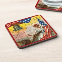 Vintage Lady, Eagle, Flag and Liberty Bell Mosiac Coaster