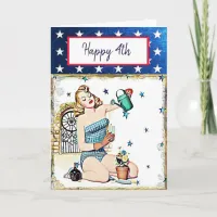 Flirty Happy Fourth of July Sexy Lady Card