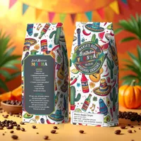 Mexican Fiesta Any Occasion Pattern Wht ID1114 Roasted Coffee