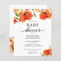 Budget Elegant Golden Poppy Baby Shower Invitation