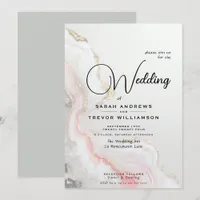 Elegant Blush Agate Fluid Ink  Invitation
