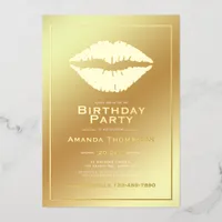 Gold Birthday Kiss Lips Foil Invitation