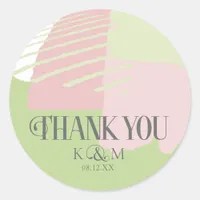 Color Block Wedding Thank You Spring ID740 Classic Round Sticker