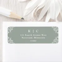 Elegant Sage Green Vintage Wedding Return Address Label