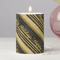 Black Gold Christmas Pattern#28 ID1009 Pillar Candle