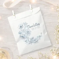Dusty Blue Chinoiserie Floral Elegant Baby Shower Favor Bag