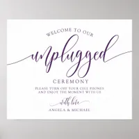 Unplugged Wedding Ceremony-Typography- Plum Purple Poster