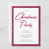 Modern Pink Glitter Christmas Party Minimalist Invitation