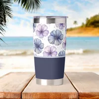 Floral Watercolor Pattern Lavender and Blue Insulated Tumbler