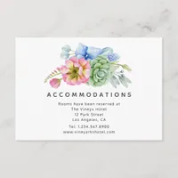 Trendy Succulent Floral Wedding Accommodations Enclosure Card
