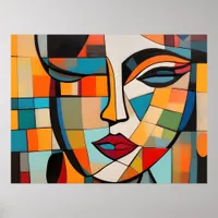 Cubism Abstract Lady Face Poster