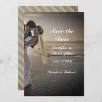 Bride & Groom Grayed Sunset Beach Save the Date