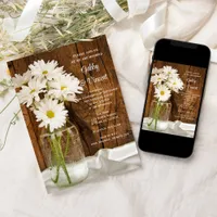 Mason Jar and White Daisies Barn Wedding Invitation