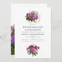 Purple and Gold Vintage Chic Bridesmaids Luncheon Invitation