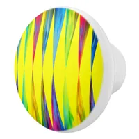 [Rainbow Fiesta] Harlequin Geometric Bright Yellow Ceramic Knob