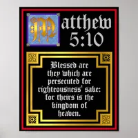 New Testament Matthew 5 10 Beatitudes Quotation  Poster