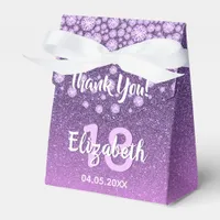 18th birthday purple glitter thank you favor boxes