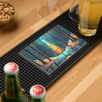 Iridescent Holiday Dream 🎄 Glowing Christmas Tree Bar Mat