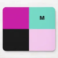 Monogrammed Color Block Stylish Abstract Geometric Mouse Pad