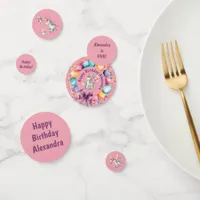 Cute Colorful Watercolor Unicorn Birthday Confetti