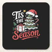 Tis The Season Funy Christmas  Square Paper Coaster