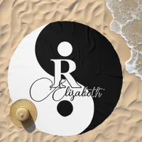 Yin Yang monogram black&White Beach Towel