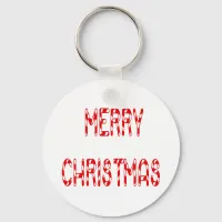 Merry Christmas Candy Cane Font Keychain