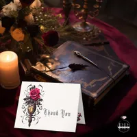 Victorian Goth Crimson Rose Sconce  Thank You Card