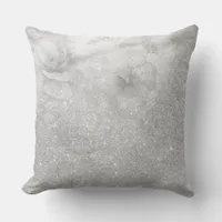 *~*  Floral Gray Neutral  Watercolor Glitter Grey Throw Pillow