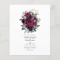 Vintage Burgundy - Marsala and Gold Floral Wedding Flyer