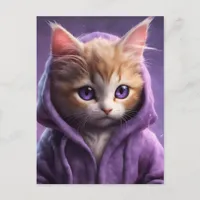 The Kitten in a Purple Hoodie Postcard