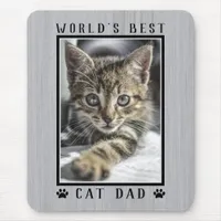 Rustic World's Best Cat Dad Paw Prints Photo Mouse Pad