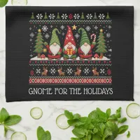Funny Colorful Pixelated Gnome for the Holidays Kitchen Towel
