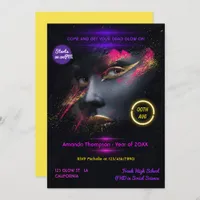 Neon Glow Graduation Party Invitation