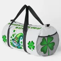 Cute St Patrick's Gnome Sleeping on grey | Duffle Bag