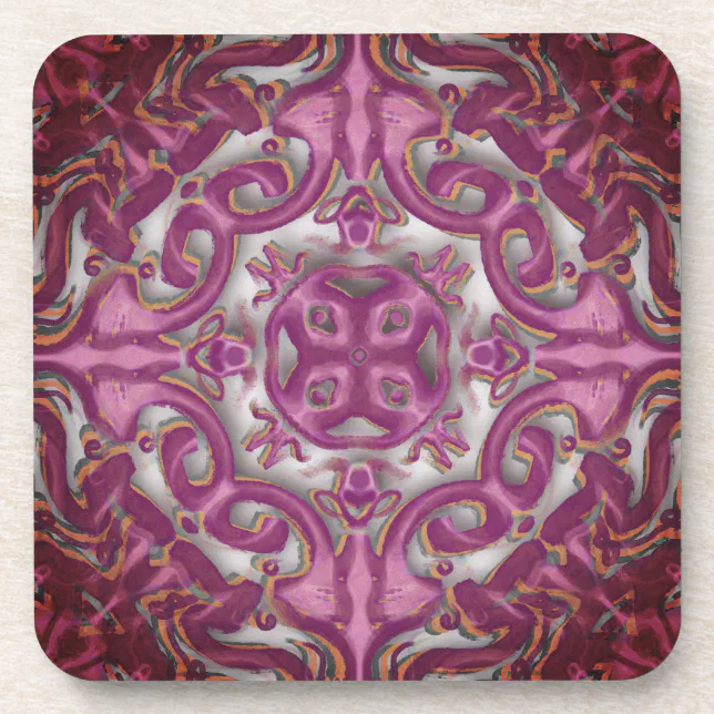 Symmetrical pattern (azulejos like) beverage coaster