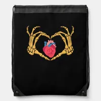Skeleton Hand Heart Anatomy Cardiac Cvicu Nurse Drawstring Bag