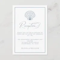 Beach Wedding Seashell Dusty Blue Reception Enclosure Card