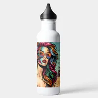 Personalized Abstract Woman at Beach Water Bottle