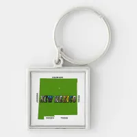 New Mexico Map Outline Photo Text Keychain