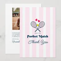 Perfect Match Preppy Tennis Bridal Shower Photo Thank You Card