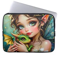Pretty  Fairy and Dragon Themed Girl's   Laptop Sleeve