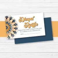 Navy Blue Gold Retro Typography Diaper Raffle Enclosure Card