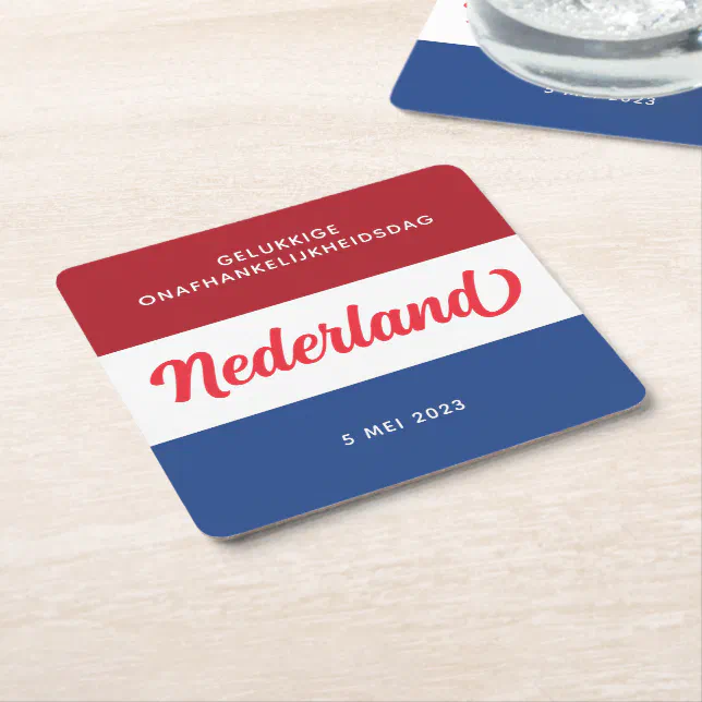 Netherlands Independence Day Dutch National Flag Square Paper Coaster