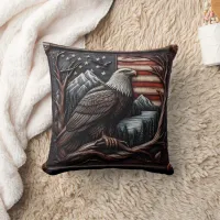 Eagle Emblem With American Flag Design Throw Pillow