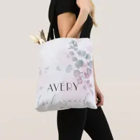 Pretty Pink and Green Eucalyptus Leaves Tote Bag