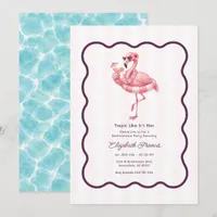 Tropical Flamingo Pool Party Bachelorette Party Invitation