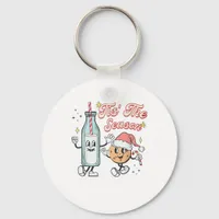 Tis The Season Retro Milk And Cookie Christmas Keychain