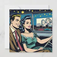 Retro Couple at Drive-In Movie Invitation