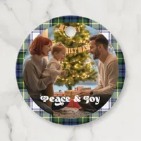 Plaid Christmas Gift Tag with Custom Photo